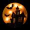 Lighted Haunted House Halloween Window Silhouette
